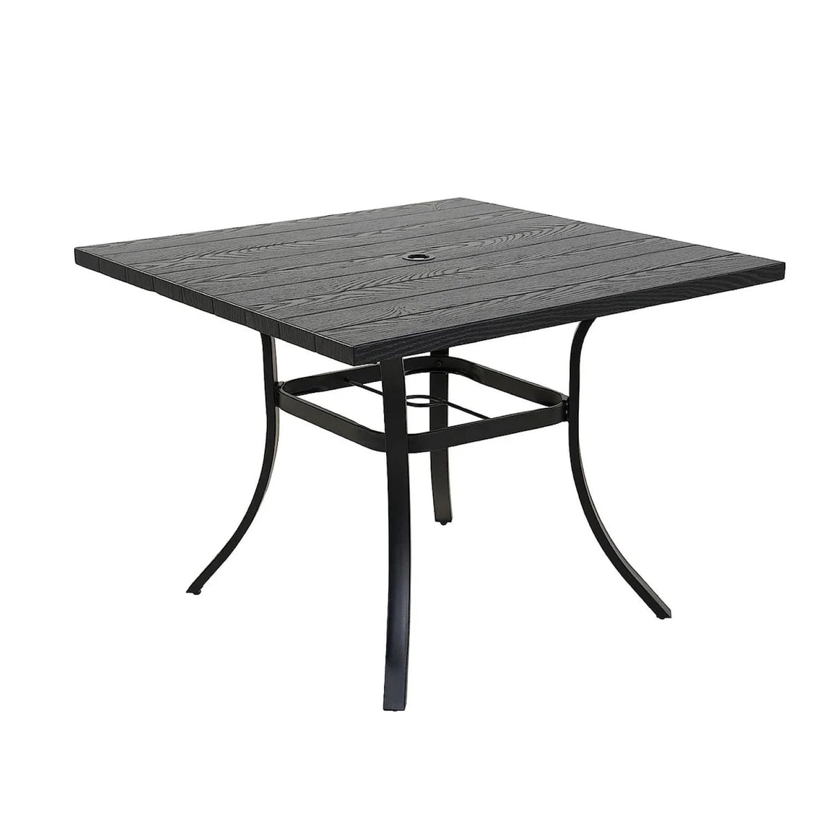 LOUNGE YARD Outdoor 42'' Metal Dining Table Round with 1.5“ Umbrella Hole, Rust-Free Steel Picnic Table — product view 5