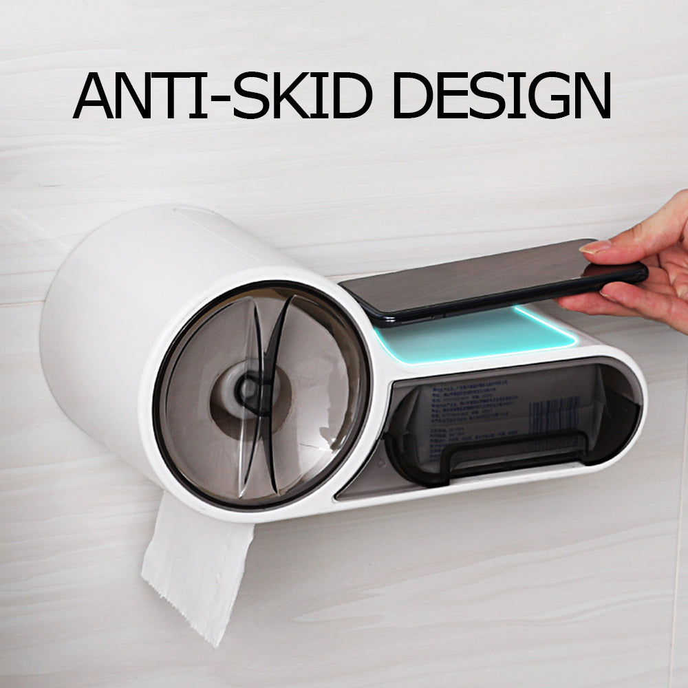 LoungeYard | DryHold Self-Adhesive Toilet Paper Holder – Waterproof Wall Solution with Extra Storage Space — product view 3