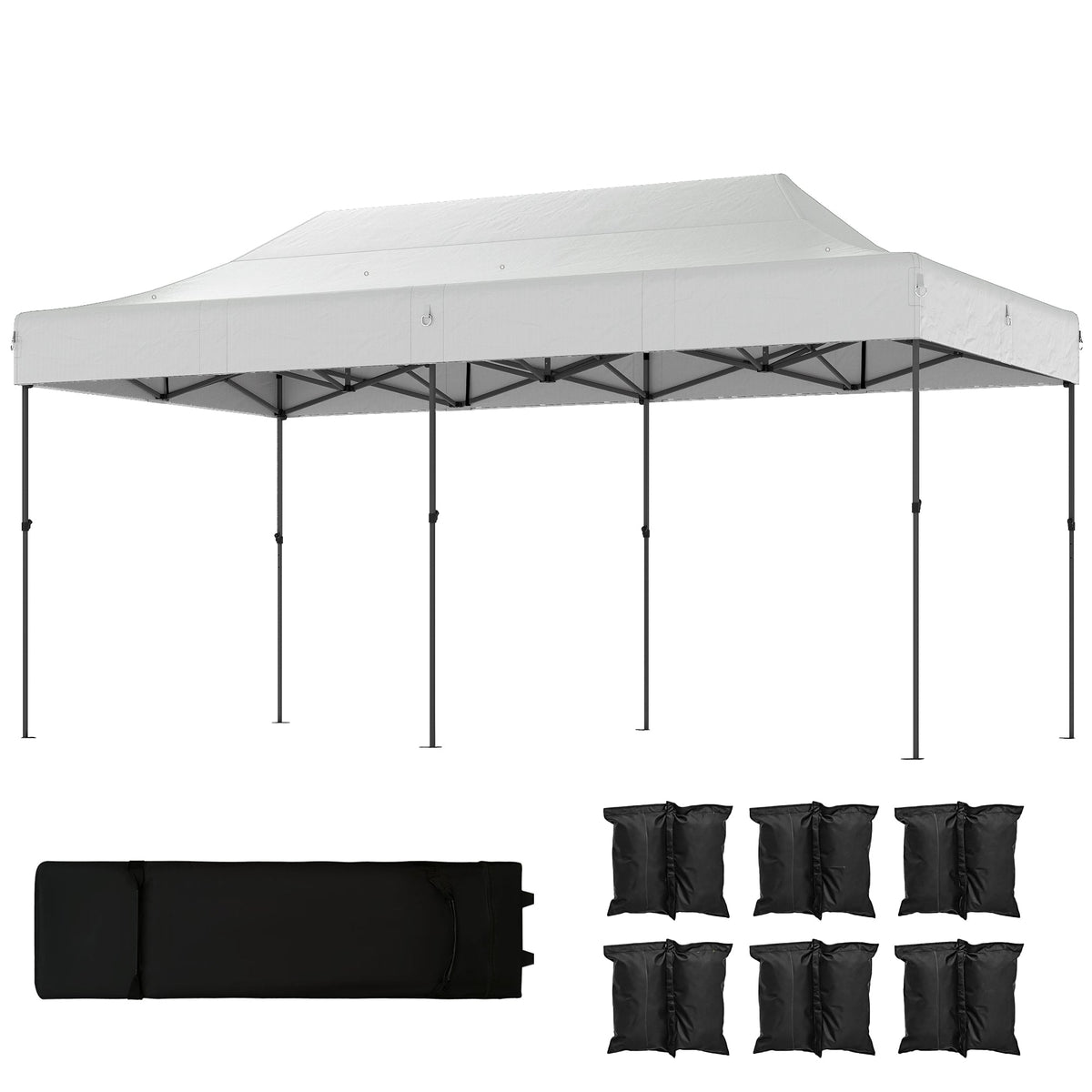 10' x 20' Pop Up Canopy Tent with Wheeled Carry Bag, White — product view 2