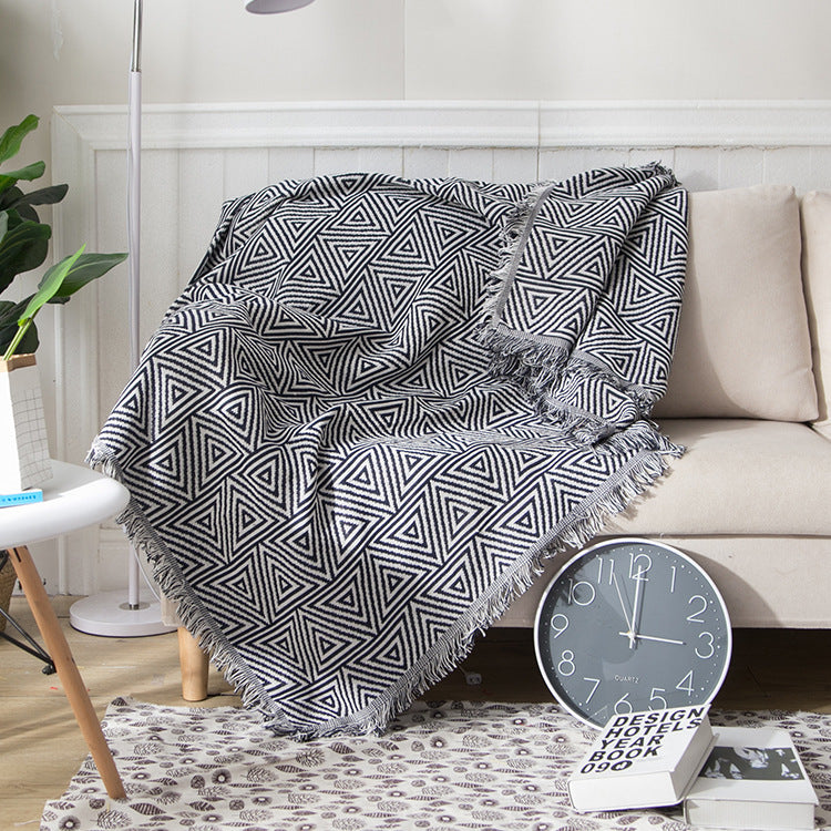 Geometric Fringe Throw Blanket — product view 3