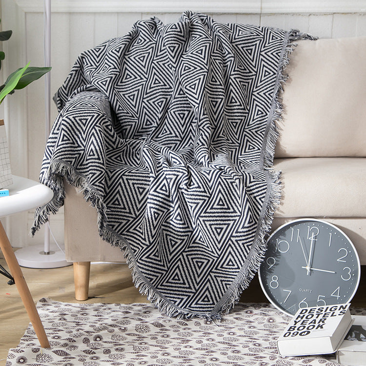 Geometric Fringe Throw Blanket — product view 1
