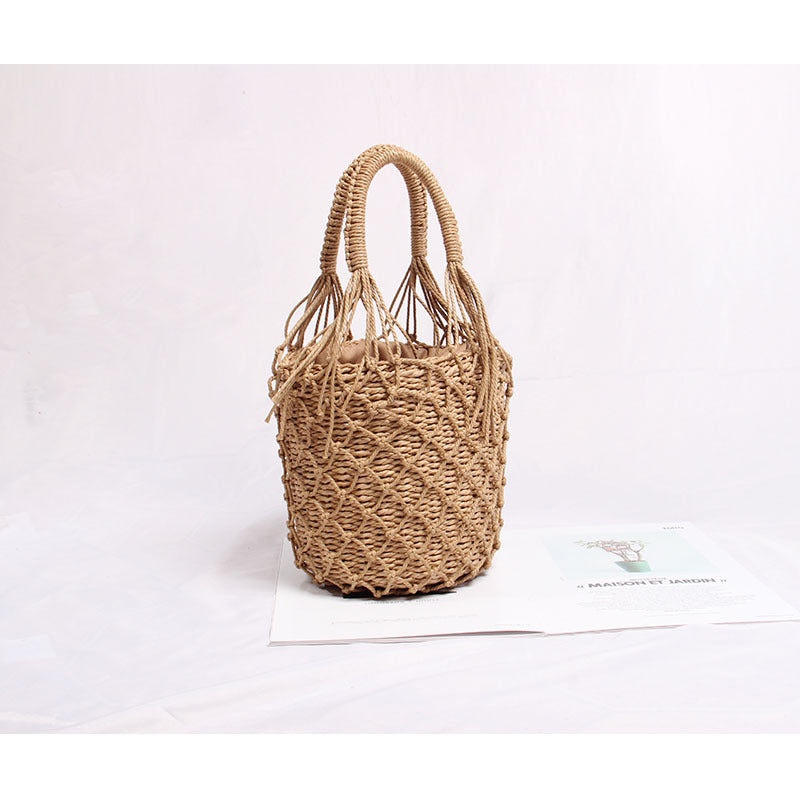 Braided Macrame Shoulder Bag with Decorative Fringe LoungeYard — product view 6