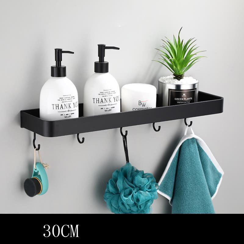 LoungeYard | Black bathroom shelf made of space aluminum for wall mounting — product view 7