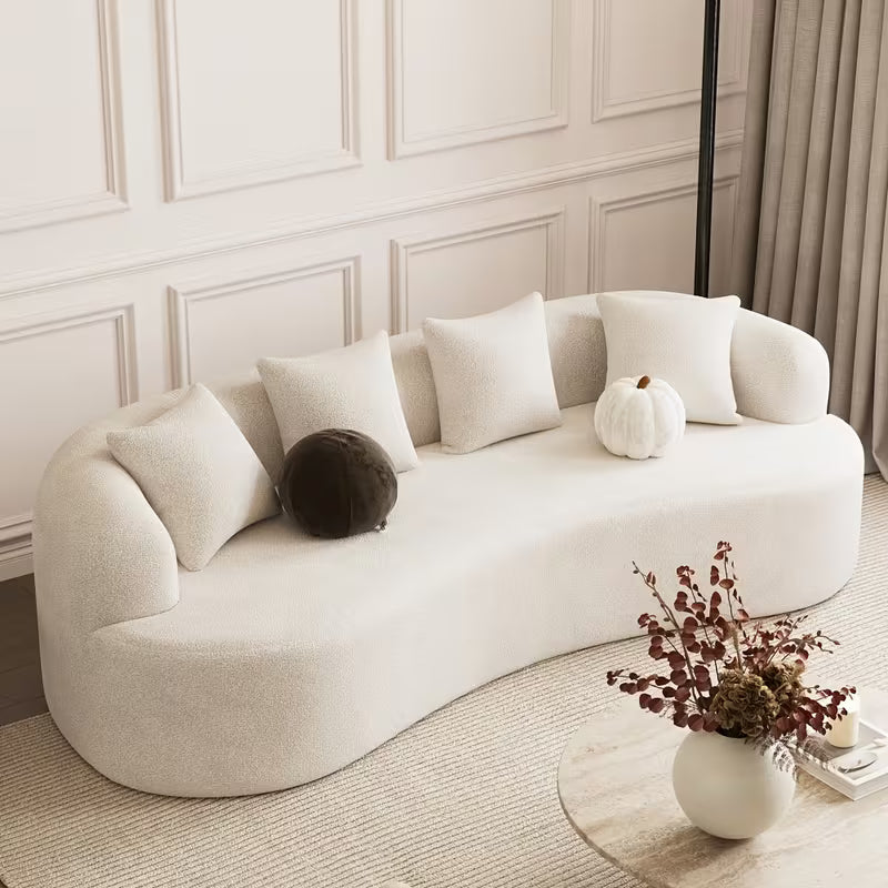 Cloud Sofa | Curved Boneless Chenille Boucle Sectional with Pillows — product view 5