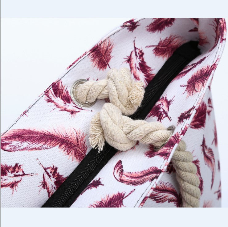 Beach bag with playful feather pattern LoungeYard — product view 4