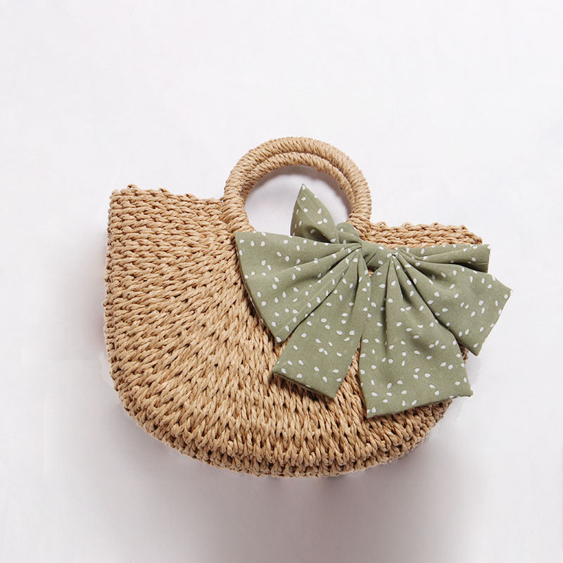 Braided basket bag with decorative scarf LoungeYard — product view 4
