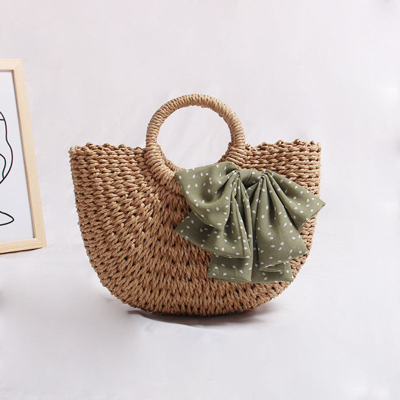 Braided basket bag with decorative scarf LoungeYard — product view 6