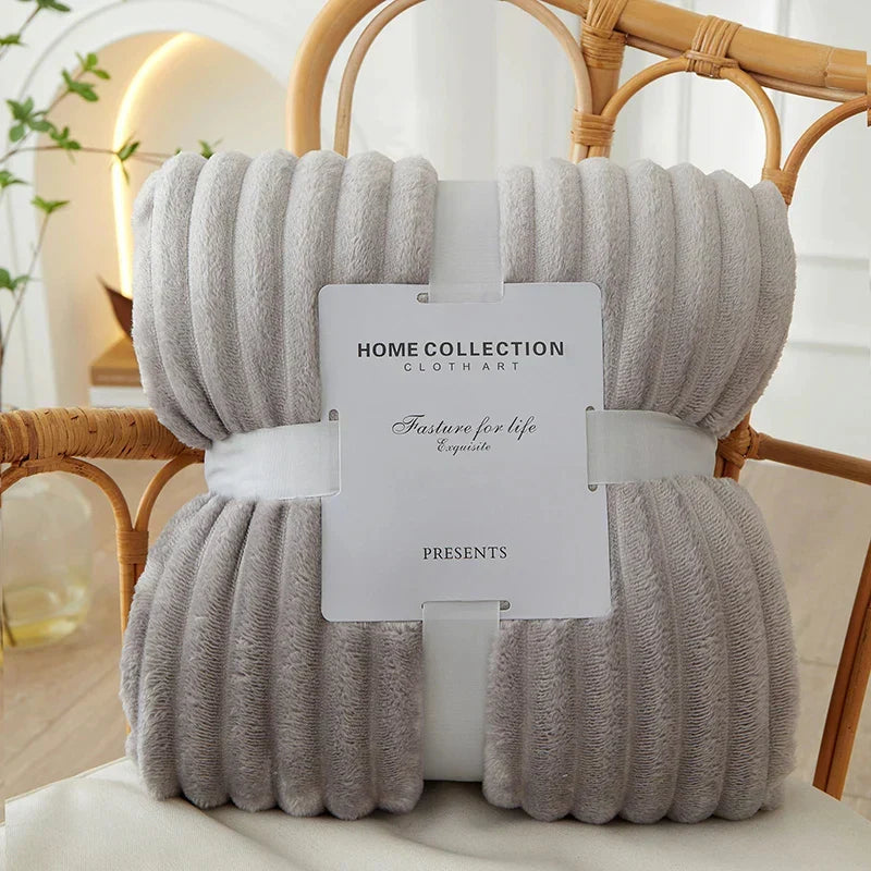 LoungeYard | Wide Striped Flannel Fleece Blanket - CozyStripe — product view 1