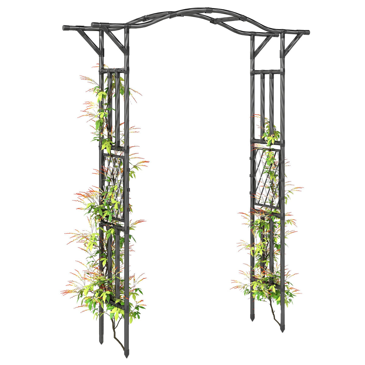 7.5ft Steel Garden Arch Trellis with Extended Top for Wedding, Garden, Black — product view 1