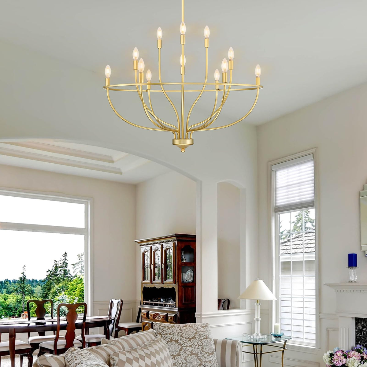 Silva Industrial Metal Candle Chandelier Black/Champagne Living Room/Bedroom — product view 7