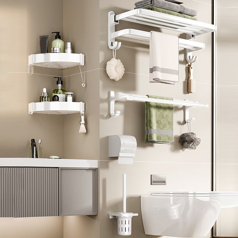 LoungeYard | Contemporary Bathroom Hardware Set in White with Bath Shelf/Towel Holder/Paper Holder — product view 7