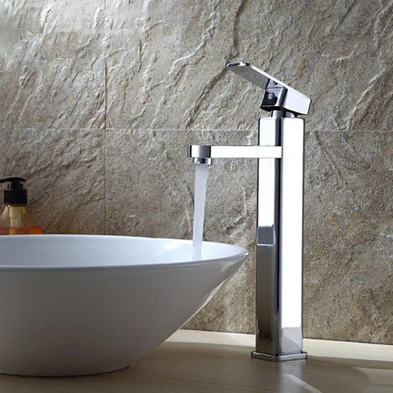 LoungeYard | Cubic Chrome Bathroom Faucet Low Arc Single Lever Basin Faucet — product view 6