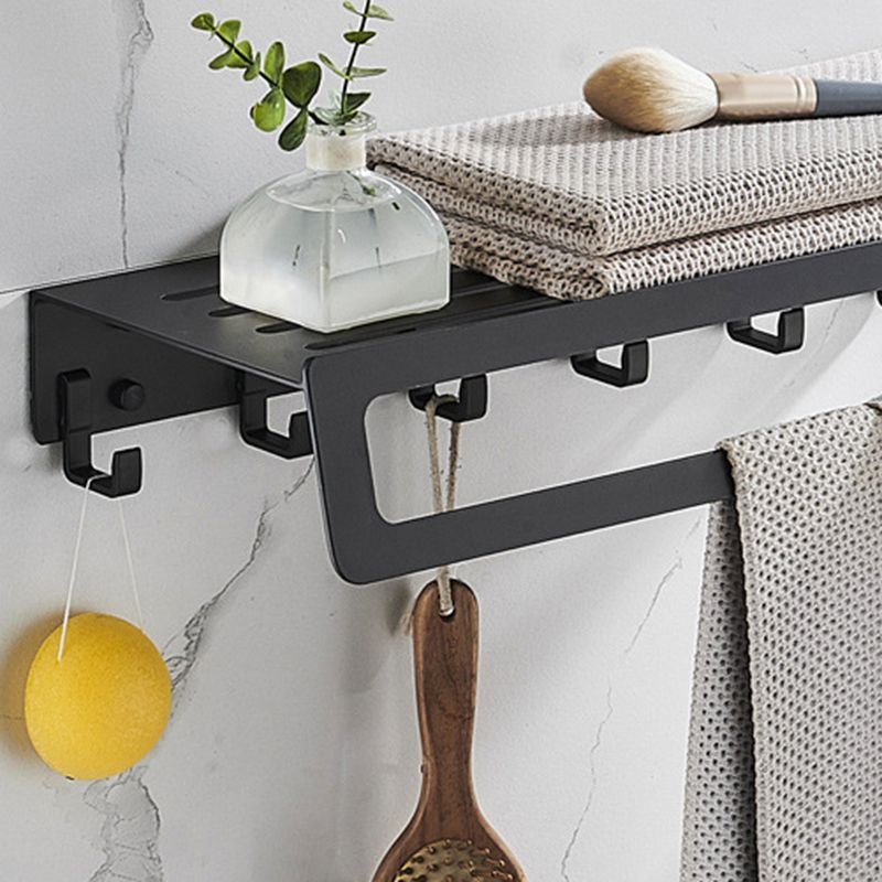 LoungeYard | 7-piece Bathroom Hardware Set Matte Black/Grey with Bath Shelf/Towel Holder/Bath Towel Hook — product view 6