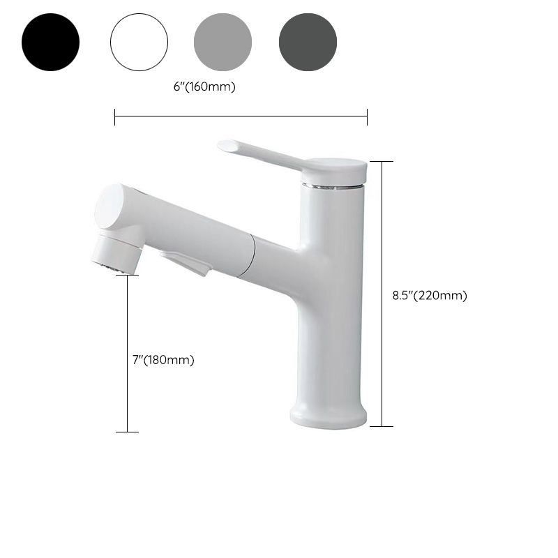 LoungeYard | Modern Washbasin Faucet Copper 1-Handle Low Arc Pull-Out Washbasin Faucet for Bathroom — product view 5