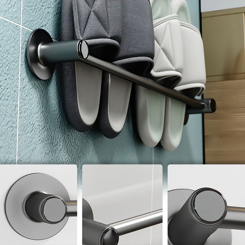 LoungeYard | 2-piece modern bathroom accessories set metal slipper rack/towel bar — product view 6