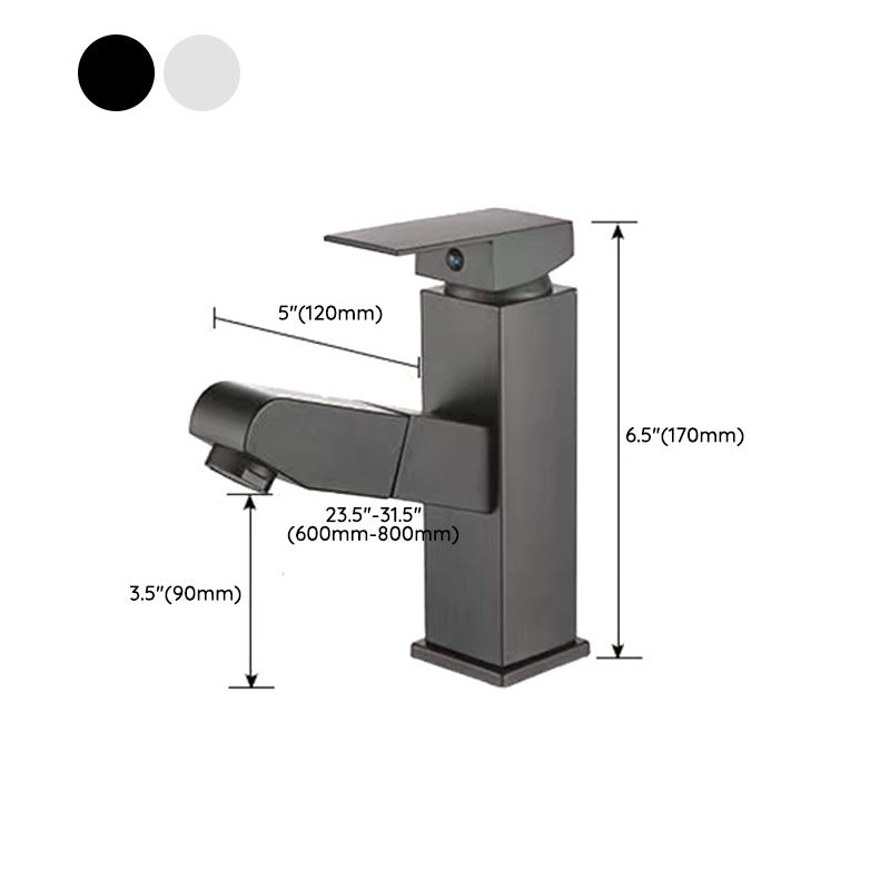 LoungeYard | Contemporary Bath Faucet Brass Lever Handle Pull-Out Sink Faucet — product view 5