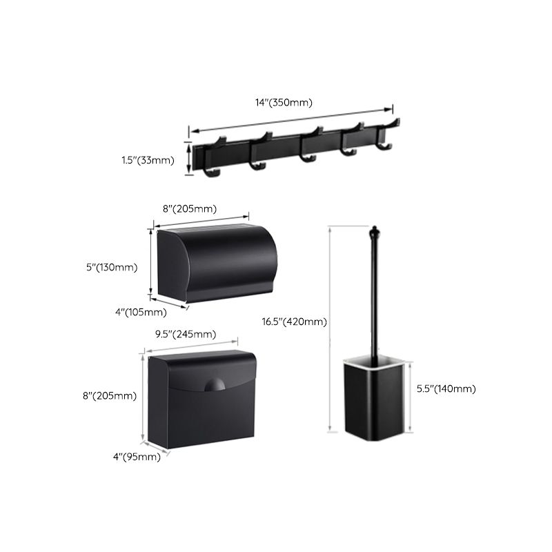 LoungeYard | Modern Bathroom Hardware Set Matte Black Metal Bathroom Accessory Set Rust-Free — product view 2
