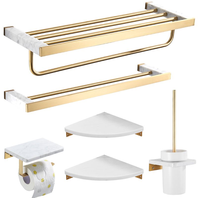 LoungeYard | Metal and Marble Bathroom Accessory Single or in Set in Gold — product view 2