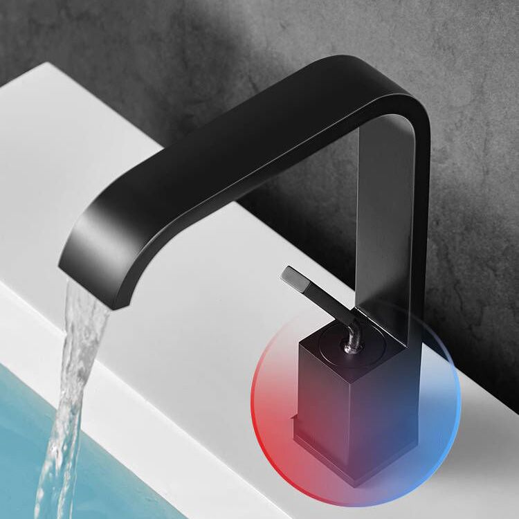 LoungeYard | Unique Sink Faucet Bathroom Brass Solid Color Waterfall Spout Faucet — product view 6