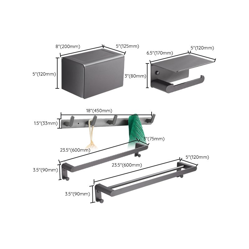 LoungeYard | Gray Bathroom Accessory Set Modern Bathroom Accessories Hardware Set — product view 2