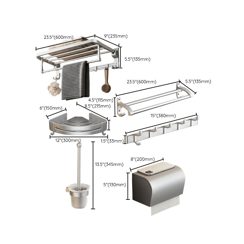 LoungeYard | Contemporary Silver Metal Bathroom Fixture Set with Triangle Bathroom Shelf — product view 7