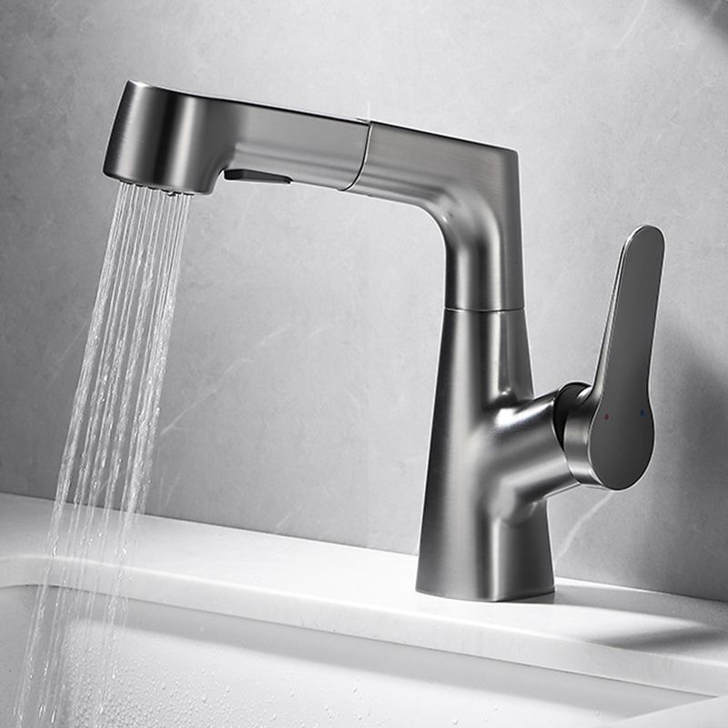 LoungeYard | 1-Handle Brushed Nickel Widespread Faucet Single Hole Bathroom Vessel Faucet with Brass — product view 3