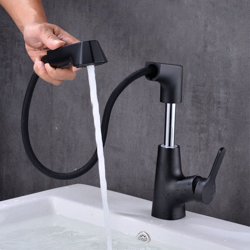 LoungeYard | Modern Vessel Sink Faucet Copper Single Handle Pull Down Low Arc Vessel Faucet — product view 4