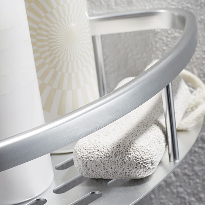 LoungeYard | 3-piece modern bathroom accessory set aluminum bathroom shelf in silver — product view 5
