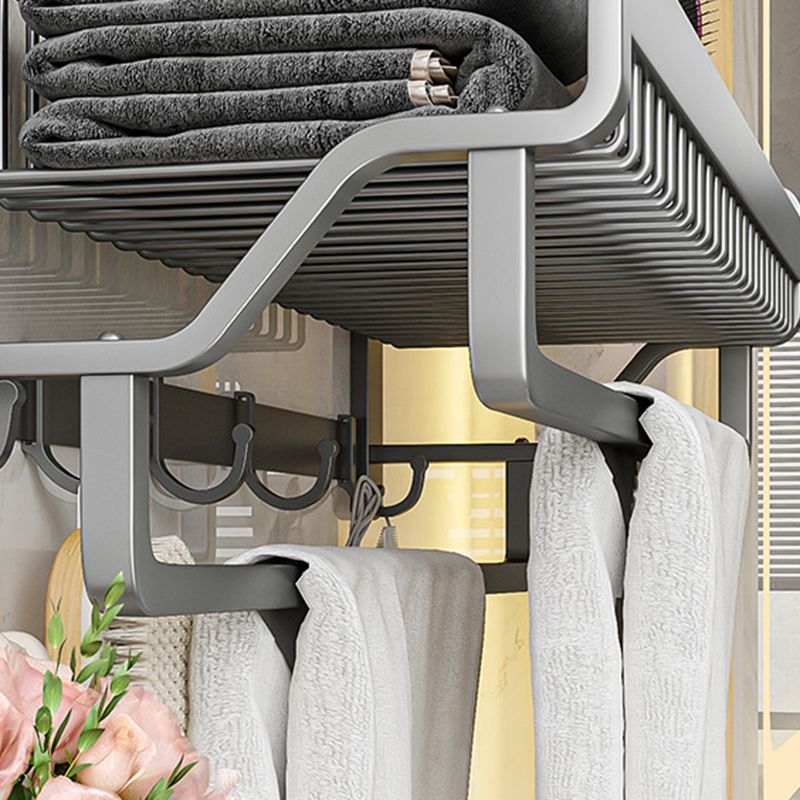 LoungeYard | Modern Metal Bath Accessory Set Polished Silver Bath Shelf/Paper Holder/Towel Hook — product view 2