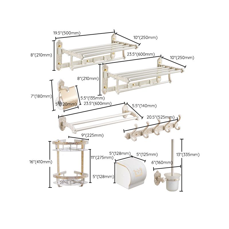 LoungeYard | Traditional Bath Accessories Set White Bathroom Accessories Hardware Set — product view 3