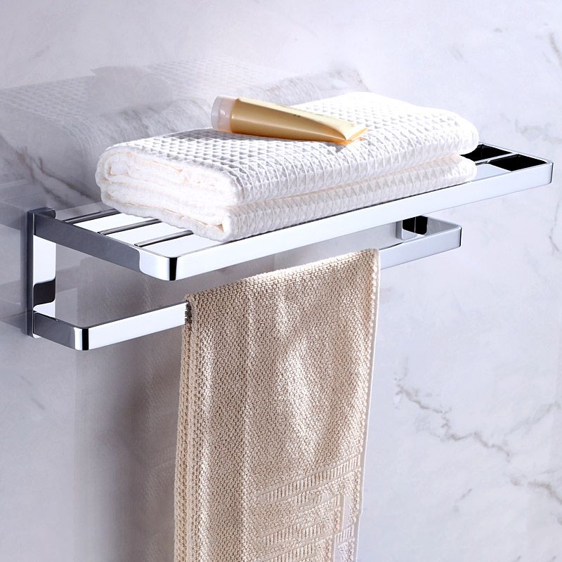 LoungeYard | Chrome brass modern bathroom accessory set with towel bar/ ring/ paper holder & bathrobe hook — product view 4