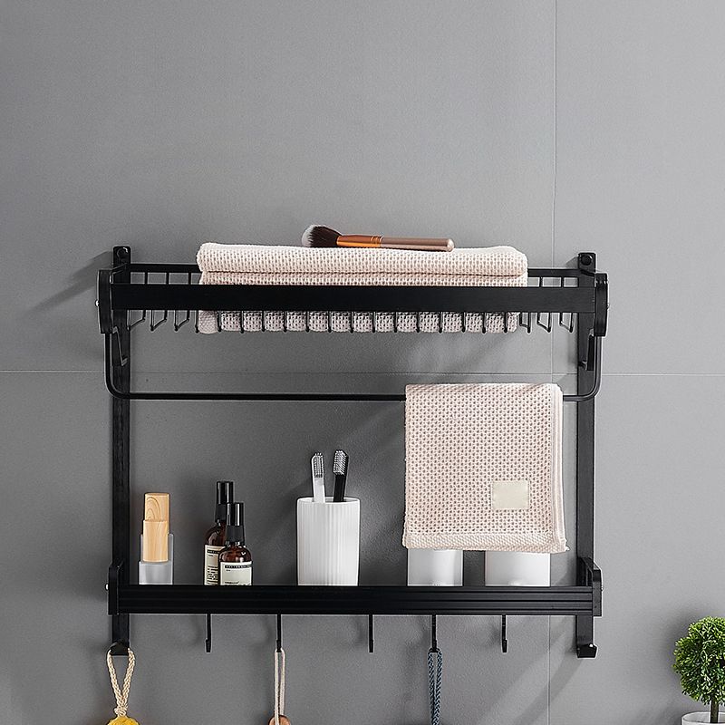 LoungeYard | Black / Silver Bathroom Accessories Aluminum Hardware Set Bathroom Shelf — product view 6