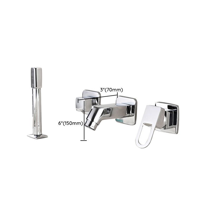 LoungeYard | Wall Mounted Faucet Brass Lever Handle Bathroom Faucet Hand Shower — product view 2