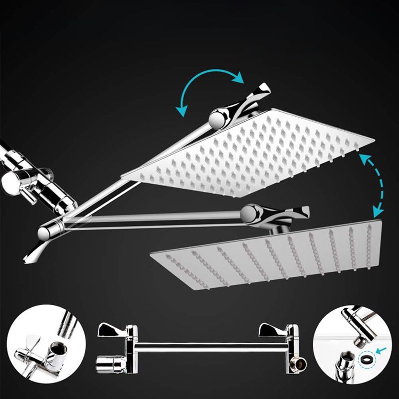 LoungeYard | Modern Style Dual Showerhead 9-Spray Silver Wall-Mounted Showerhead — product view 6