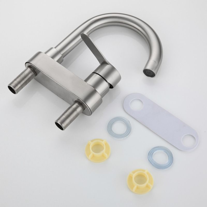 LoungeYard | 304 stainless steel center faucet bathroom single handle hot and cold sink faucet — product view 5