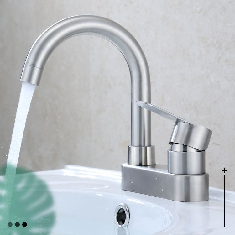 LoungeYard | 304 stainless steel center faucet bathroom single handle hot and cold sink faucet — product view 4