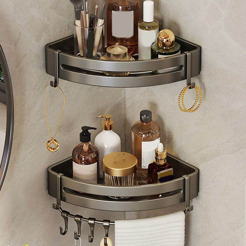 LoungeYard | Contemporary bathroom accessory set 3-piece bath shelf with hooks — product view 5