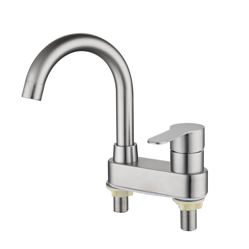 LoungeYard | 304 stainless steel center faucet bathroom single handle hot and cold sink faucet — product view 6