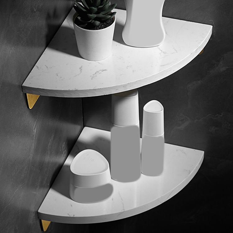 LoungeYard | Marble 2-piece Bathroom Accessory Set Brushed Metal Bathroom Shelf — product view 2