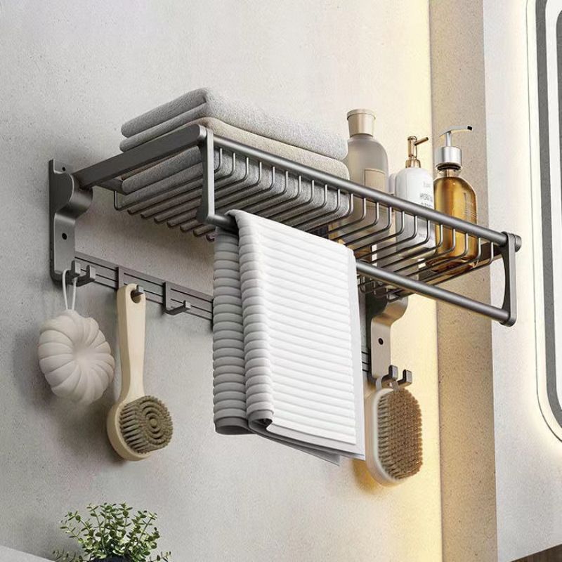 LoungeYard | Matt gray bathroom accessory set bathroom shelf/towel holder & paper holder included — product view 3