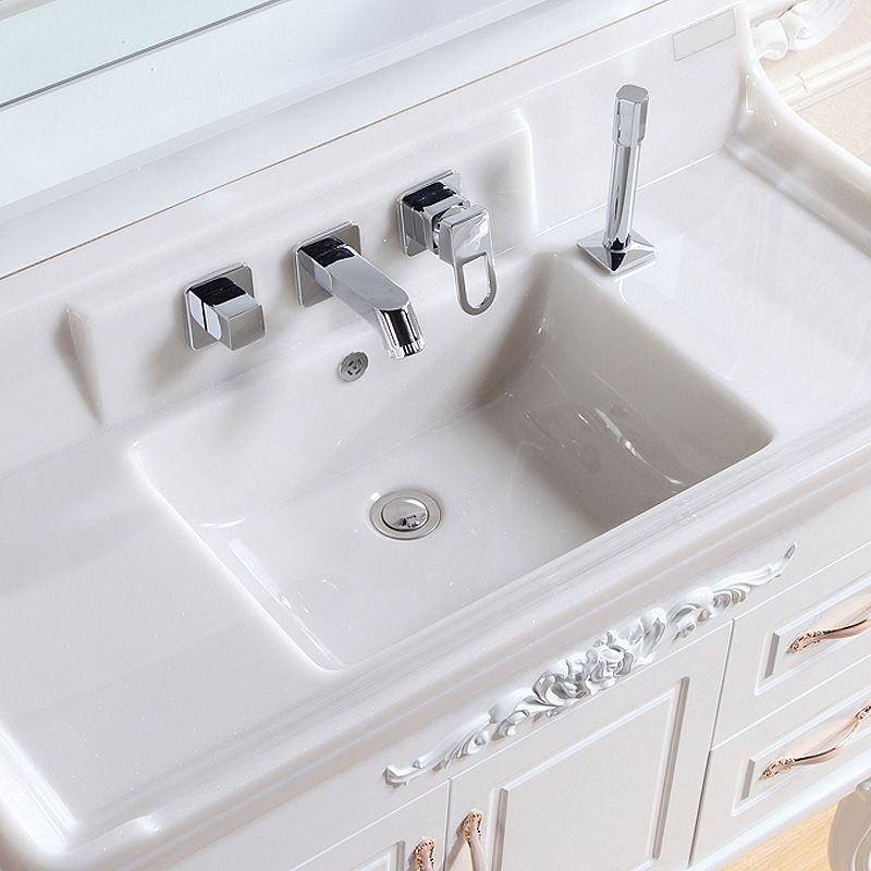 LoungeYard | Wall Mounted Faucet Brass Lever Handle Bathroom Faucet Hand Shower — product view 7
