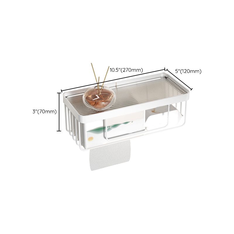 LoungeYard | White Bathroom Accessory Set Metal & Acrylic Bathroom Set with Bath Shelf/Towel Hook — product view 7