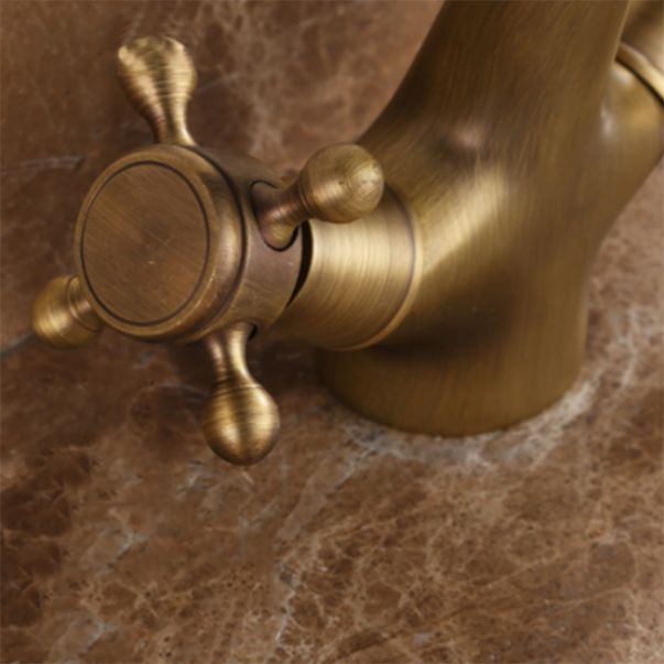 LoungeYard | Button Handle Widespread Bathroom Faucet Industrial Sink Faucet — product view 4