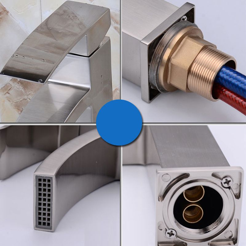 LoungeYard | Cubic Chrome Bathroom Faucet Low Arc Single Lever Basin Faucet — product view 7