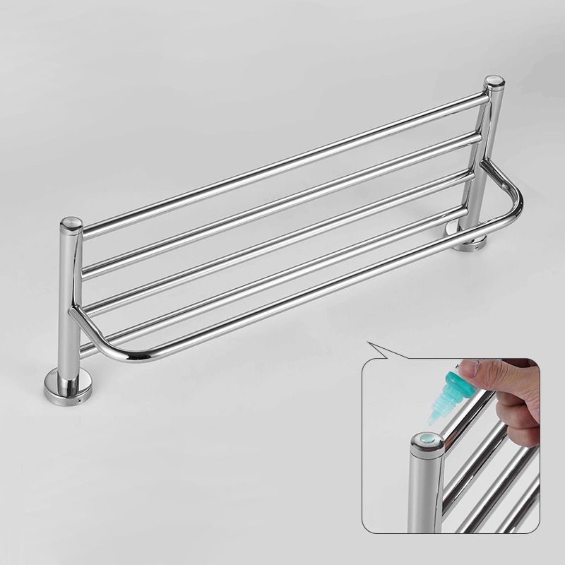 LoungeYard | Polished Chrome 5-piece modern bathroom accessory set with bathroom shelf — product view 3