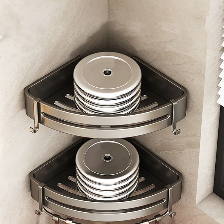 LoungeYard | Contemporary bathroom accessory set 3-piece bath shelf with hooks — product view 3