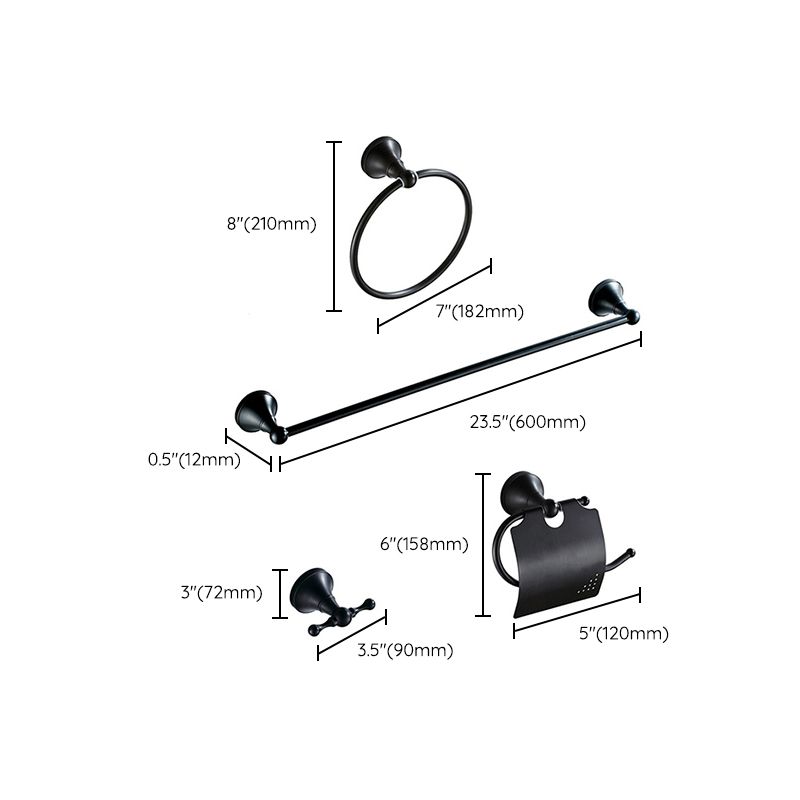 LoungeYard | Metal Bathroom Set 4-piece Traditional Style Black Bathroom Accessory Set — product view 6