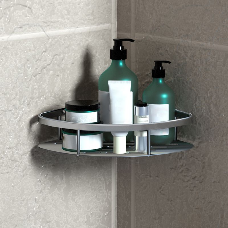LoungeYard | 3-piece modern bathroom accessory set aluminum bathroom shelf in silver — product view 6