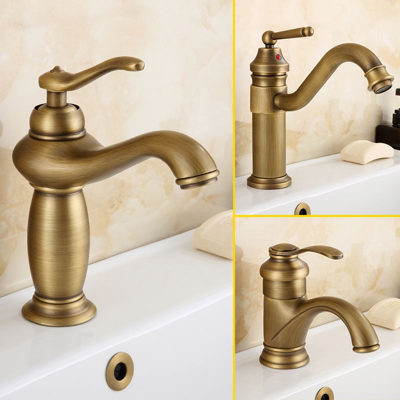 LoungeYard | Brass Bathroom Vessel Sink Faucet Single Handle Round Basin Faucet with Water Hose — product view 5