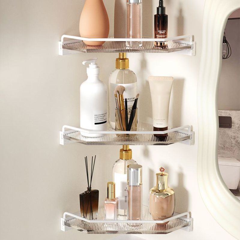 LoungeYard | White & clear acrylic bathroom accessory set with towel holder/paper holder/robe hooks — product view 3